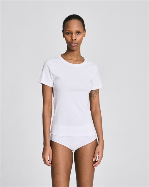 GAI+LISVA TRILLE COTTON TOP 1X1 RIB TEE WHITE